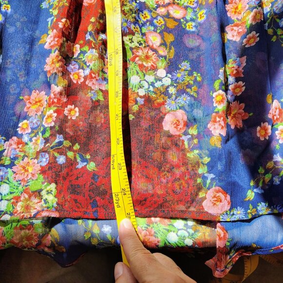 Fig & Flower Sheer Floral Boho Button Front Blouse (Like Figueroa & Flower) - Picture 10 of 11